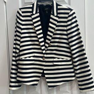MNG by Mango blue cream striped button lightweight blazer EUC size Small